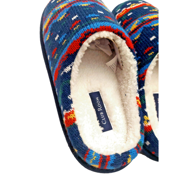 Club Room Men's Navy Blue Faire Isles Indoor/Outdoor Slippers Size Small 6-7 - Picture 8 of 16